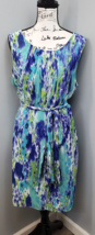 Apt 9 A-Line Dress Womens XL Blue Green Tie Dye Sleeveless Round Neck Tie Belted - £21.39 GBP