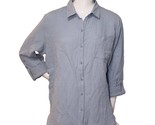 Anne Klein Jeans Ladies&#39; Size Medium, Roll Tab Sleeve Gauze Shirt, Blue - £13.62 GBP