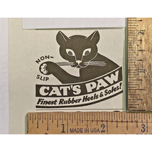 Vintage Print Ad Cat&#39;s Paw Finest Rubber Heels and Soles Black Cat 2.5&quot; x 2.75&quot; - £4.53 GBP