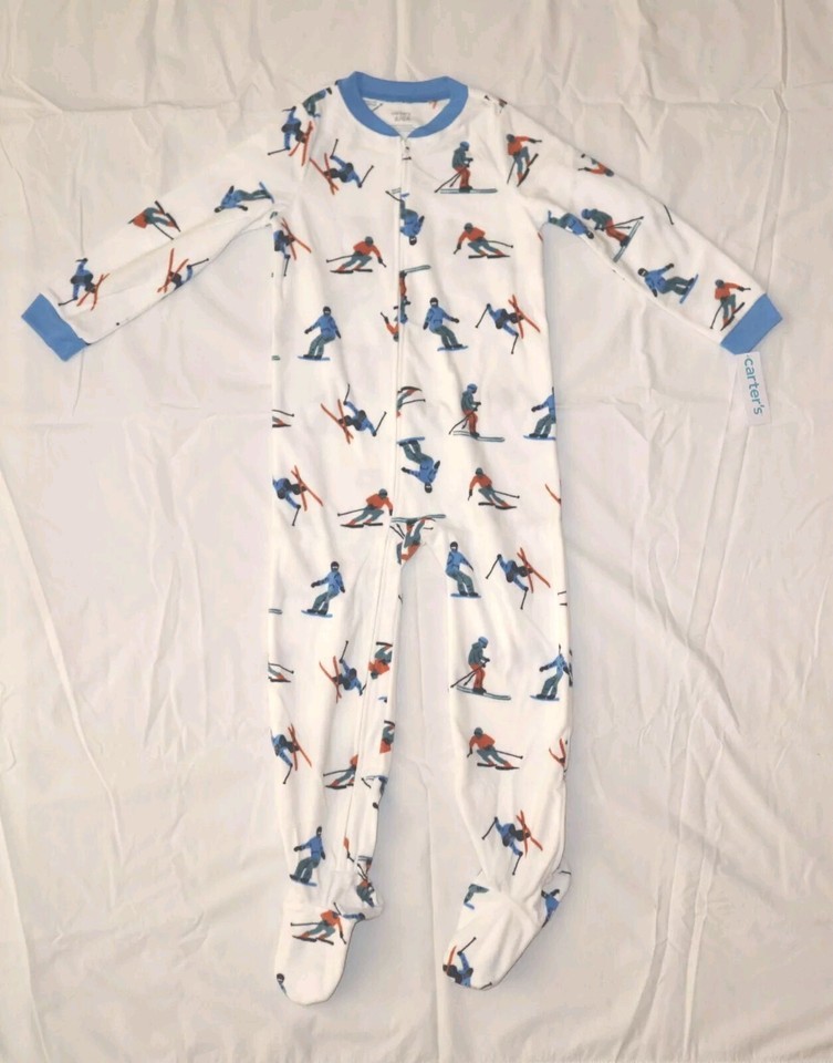Carters Fleece Footed Pajama Blanket Sleeper 6 7 8 10 12 14 Skiing Snowb... - $19.95