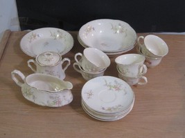 17 Vintage Crooksville China Dishes w/ Flowers Made in USA - $79.20