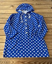 Susan graver Women’s Hooded 1/2 Button Polka dot Top Size S Blue L8 - £14.05 GBP