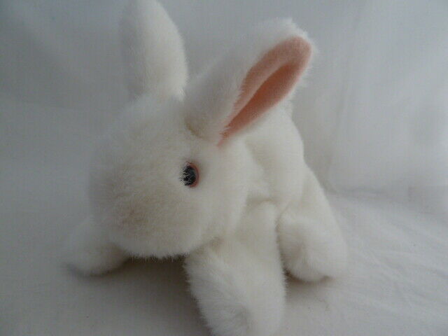 Primary image for Folkmanis White Bunny Rabbit Hand Puppy Glove Pink Eyes 8" long