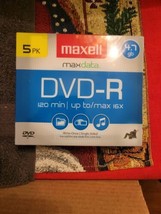 5 Pack Maxell DVD-R 4.7GB Blank Discs in Jewel Cases 8X speed 120 min. New - £16.05 GBP