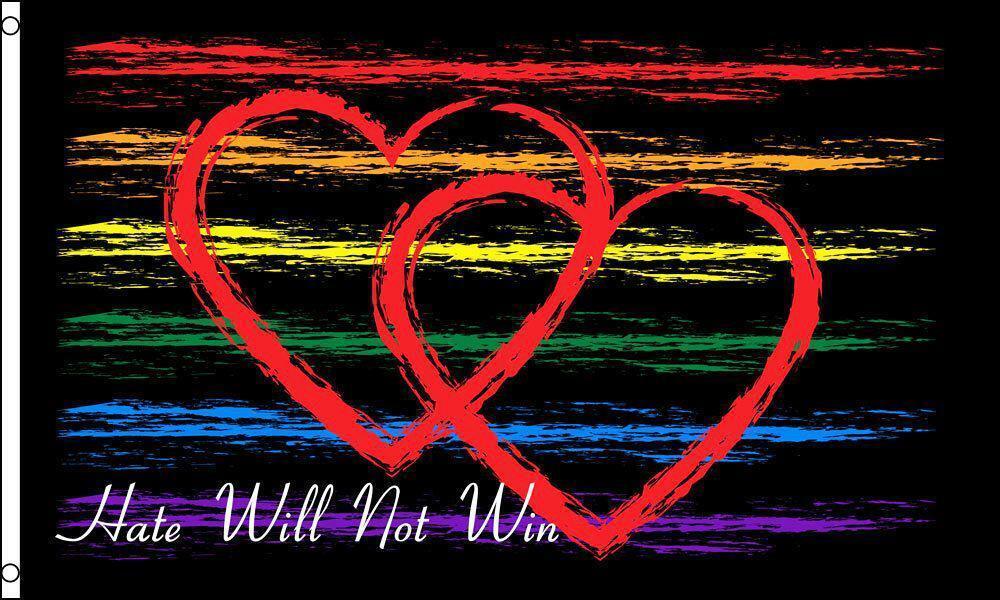 HATE WILL NOT WIN rainbow 3 X 5 FLAG FL750 banner wall hanging new decor... - $6.60