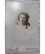 Cabinet Card Woman In White With Curls Smith Detroit MI - £11.36 GBP