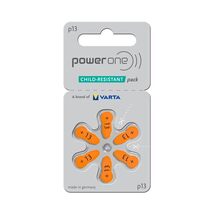 PowerOne Size 13 Hearing Aid Zinc Air Battery - 6-Pack - Mercury Free (P13) - $6.81