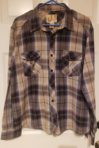 Vintage Ocean Pacific OP Shirt Mens Large Long Sleeve  80s 90s Purple Plaid - £12.12 GBP