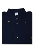 Brooks Brothers Navy Frisbee Dog Long Sleeve Polo Shirt, Large L BB-1137 - £68.45 GBP