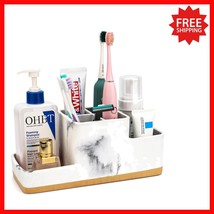 Elegant 5-Compartment Toothbrush Holder in Marble Finish for Stylish Bat... - $523.72 MXN