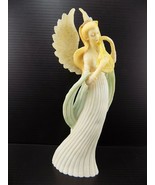 Vintage ANGEL FIGURINE Tall SLim Female Angel Playing the Lyre in FLowin... - $129.43 MXN