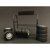 Metal Tire Rack with Rims and Tires for 1/24 Scale Models by American Di... - $25.60