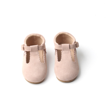 Hard-Sole Tan Baby Shoes Toddler Shoes Toddler Mary Janes Beige Suede Leather - £23.18 GBP