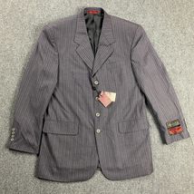 Vitaliano Blazer Men&#39;s 40R Gray Striped Super 150s Polyester Blend NWT - $548.16 MXN