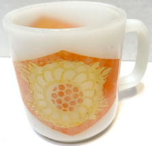 Vintage 1970 Glasbake Orange Flower Design Coffee Tea Cup Mug - £8.35 GBP