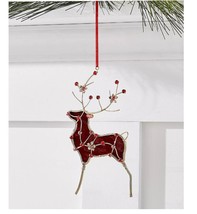 Holiday Lane Renaissance Burgundy Velvet Reindeer Ornament C210390 - £10.29 GBP
