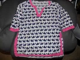 Pottery Barn Kids Nautical Whale Beach Swim Tunic Cover Up Dress Size 12... - $20.44