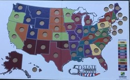 Littleton Coin Co Statehood Quarter Display USA Map 1999-2008 Coin Stora... - $14.84