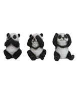 Set Of 3 See Hear Speak No Evil Whimsical Giant Panda Bears Mini Figurines - €16,30 EUR
