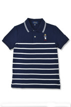 Polo Ralph Lauren Boys Navy Blue Stripe Polo Bear Polo Golf Shirt, 7, 9435-4 - £33.60 GBP