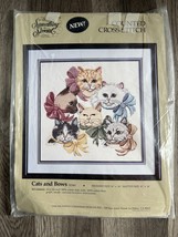 Something Special Counted Cross Stitch Kit Cats And Bows 50340 14&quot;X14&quot; - $12.61