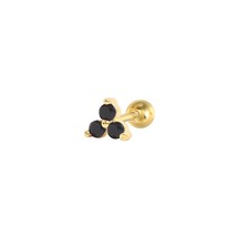 CANNER Small Black Zircon Stone Stud Earrings For Women 925 Silver Cartilage Pie - £8.55 GBP
