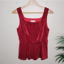 NWT Altar&#39;d State | Red Velvet Ribbed Peplum Tank with Silver Thread, size small - £22.06 GBP