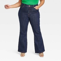 Women&#39;s High-Rise Relaxed Flare Jeans - Ava &amp; Viv Deep Blue 16 - £23.46 GBP