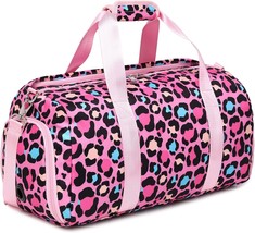 Dance Bag for Girls Pink Leopard Print Women Sport Gym Ballet Duffle Bag with We - £42.42 GBP