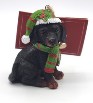 Puppy Dog  Christmas Tree Ornament Pet Animal Red Shed Resin Black Tan - £14.30 GBP