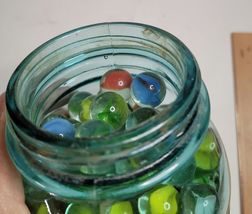 Ball Mason Jar Green Quart 1923-1933 No. 1 on Bottom Filled with Marbles image 6