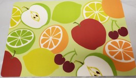 Set of 4 Kitchen Vinyl Foam Placemats (appr. 12&quot; x 18&quot;) FRUITS ON GREEN ... - £15.78 GBP