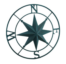 Scratch &amp; Dent Metal Compass Rose Distressed Finish Wall Hanging - £38.93 GBP