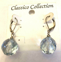 LARGE FACETED  14mm BLUE GLASS DROPS WITH LEVER BACK STYLE EARRINGS - £7.87 GBP