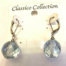 Large Faceted 14mm Blue Glass Drops With Lever Back Style Earrings - $9.89