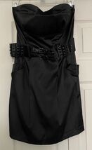 Madrag Strapless Black Belted Mini Dress Size M Y2K Vintage - $19.79