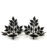 Black Wrought Iron Wall Candle Sconces Leaves Set of 2 - €24,41 EUR