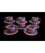 Sasaki Colorstone Plum Flat Cup &amp; Saucer set of 8 Japan - $103.15 CAD