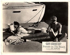 Female on the Beach Joan Crawford sunbathes Jeff Chadler bare chest 8x10 photo - $10.99