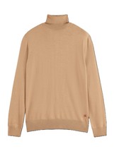 Scotch &amp; Soda Men&#39;s Merino Wool Turtleneck Pullover Sweater Camel Melange-Large - £48.50 GBP