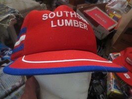 Vtg 3 Stripe Three Stripe Southside South Side Lumber Trucker Cap Hat mesh USA - £74.31 GBP