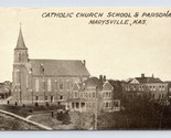 Catholic Church and Parsonage Marysville Kansas KS 1910 DB Postcard Q6 - £3.92 GBP