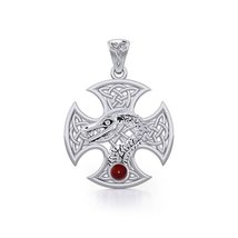 Jewelry Trends Celtic Knot Garnet Sterling Silver Pendant Necklace 22&quot; - £84.70 GBP