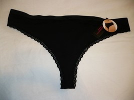 No Boundaries Women&#39;s Cotton W Lace Thong Black Soot Size XXL 1 Pair - $9.74