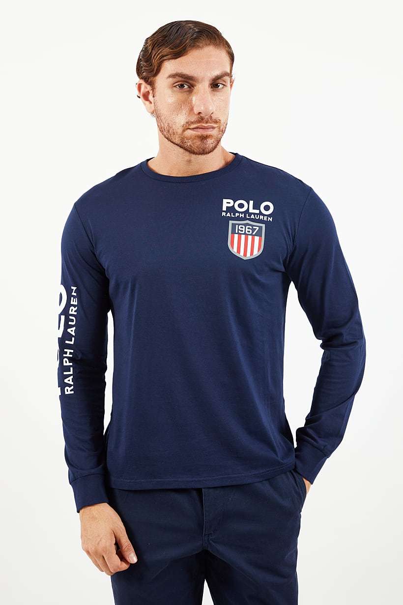 Polo Ralph Lauren Mens Classic-Fit Logo Long-Sleeve T-Shirt in Cruise Navy-2XL - £34.27 GBP