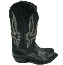 Anderson Bean Boot Company Cowboy Boots Size 9 Men&#39;s Black Leather Embroidered - £116.33 GBP