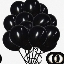 Midnight Magic Party Pack - 100 Matte Black Balloons | Shiny Latex | Helium-Frie - $20.78