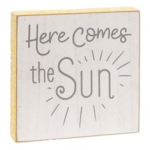 Here Comes the Sun Distressed Wooden Block Sign - £9.80 GBP