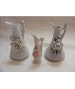 Vintage Miniature Porcelain 3&quot; Pitchers Set of 3 Japan - $24.74