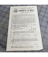 Woodmen Of The World 1905 Sovereign Camp Fund Receipt - $16.16